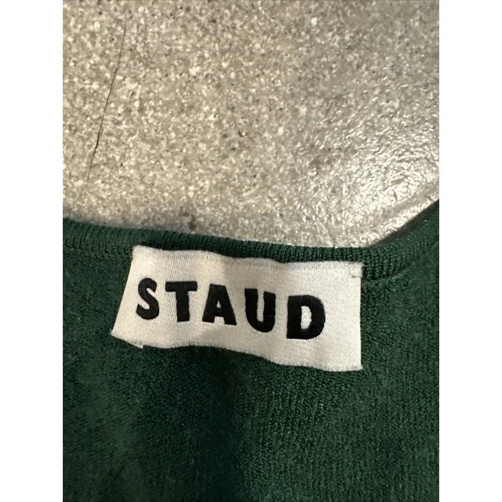 STAUD Dress Green Sz S Marylebone Puff Sleeve Sally Wu Prolo SAMPLE Cozy Sweater - Picture 2 of 13